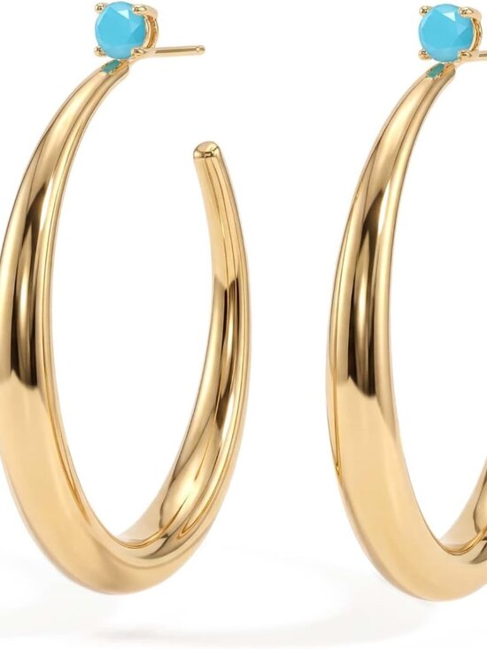 Jewelry - Large Gold Hoop Earrings for Women Trendy 14K Gold Plated Big Open Hoops Stud Ea